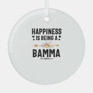 Happiness Is Being A Bamma Thanksgiving Christmas Glass Ornament