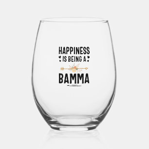 Happiness Is Being A Bamma Thanksgiving Christmas Stemless Wine Glass