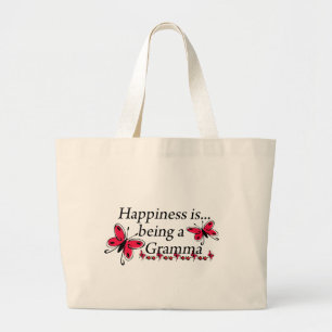 Happiness Is Being A Gramma BUTTERFLY Large Tote Bag