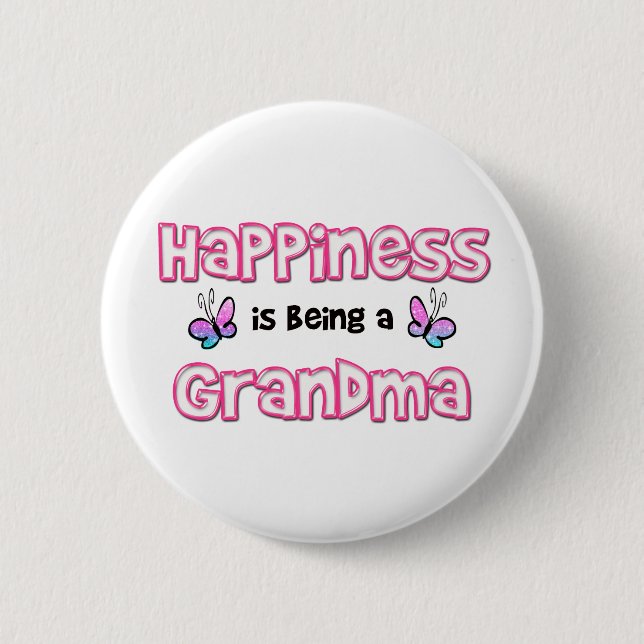 Happiness Is Being A Grandma 2 Inch Round Button (Front)