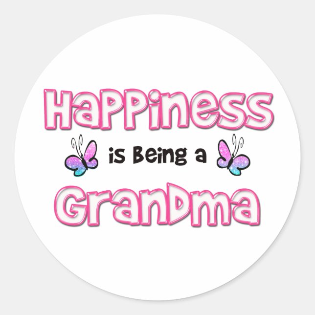 Happiness Is Being A Grandma Classic Round Sticker (Front)