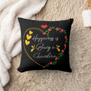Happiness Is Being A Grandma Cute New Grandmother Throw Pillow