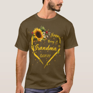 Happiness Is Being A Grandma Est 2022 Sunflower Mo T-Shirt