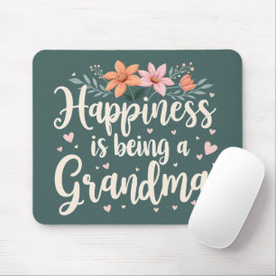 Happiness is Being a Grandma Floral Cottagecore Mouse Pad