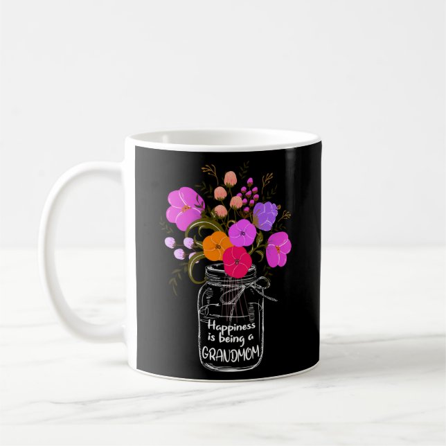 Happiness Is Being A Grandmom Grandma Mom Flower Coffee Mug (Left)