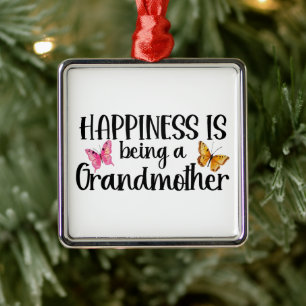 Happiness Is Being A Grandmother Butterfly Grandma Metal Ornament
