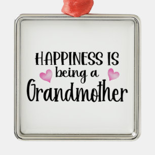 Happiness is Being a Grandmother Pregnancy Reveal Metal Ornament