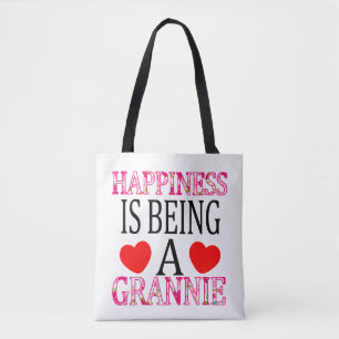 Happiness Is Being A Grannie Floral Mimi Christmas Tote Bag