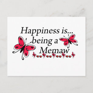 Happiness Is Being A Memaw BUTTERFLY Postcard