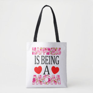 Happiness Is Being A Mom Floral Mimi Christmas Tote Bag
