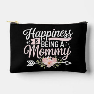 Happiness Is Being A Mommy Floral Mother’s Day Accessory Pouch