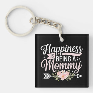Happiness Is Being A Mommy Floral Mother’s Day Keychain