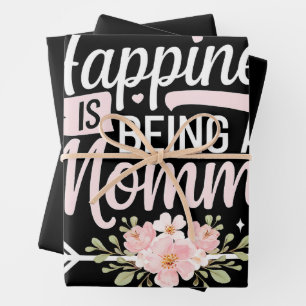 Happiness Is Being A Mommy Floral Mother’s Day Wrapping Paper Sheet