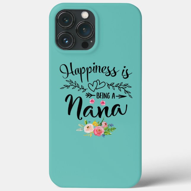 Happiness Is Being A Nana With Floral Heart Case-Mate iPhone Case (Back)
