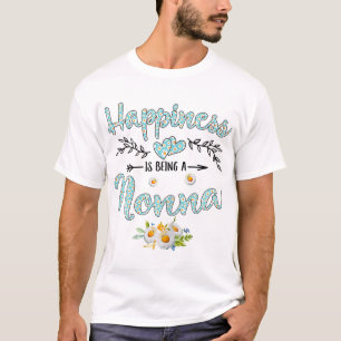 Happiness Is Being A Nonna Women Daisy Flower Deco T-Shirt