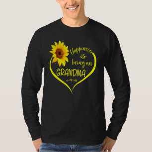 Happiness Is Being Grandma Sunflower Butterflies H T-Shirt