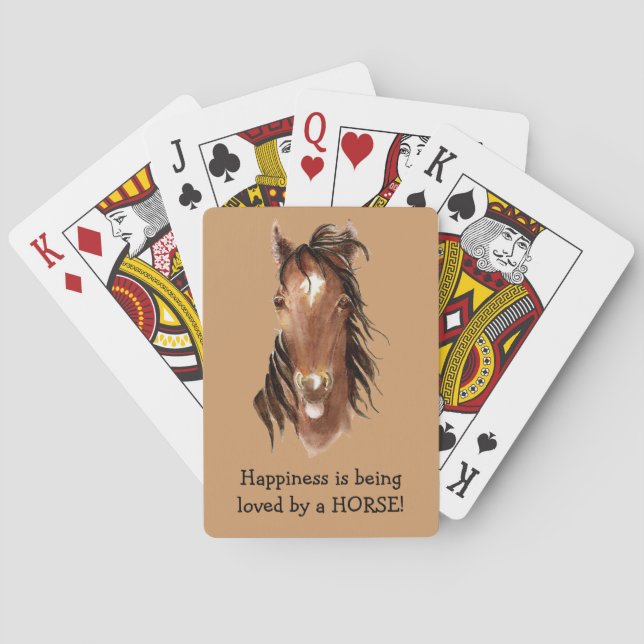 Happiness is being  loved by a HORSE! Humour Playing Cards (Back)