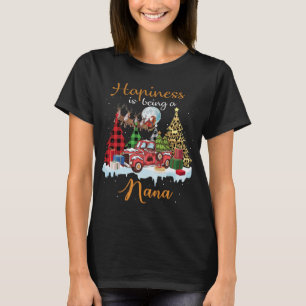 Happiness Is Being Nana Funny Red Truck Tree Chris T-Shirt