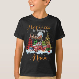 Happiness Is Being Nana Funny Red Truck Tree Chris T-Shirt