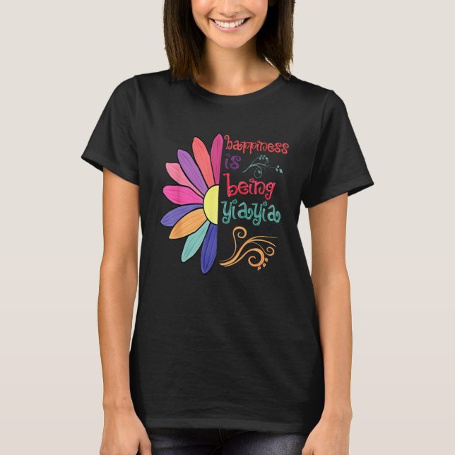 Happiness Is Being Yiayia Grandma To Be Sunflower  T-Shirt (Front)