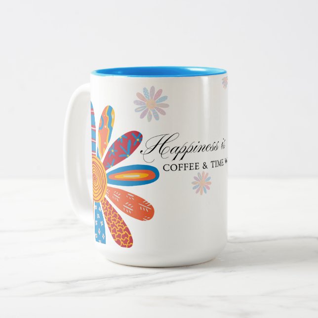 Happiness is... Coffee & Time With Jehovah Two-Tone Coffee Mug (Front Left)