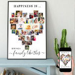 Happiness is Family like This Heart Photo Collage Poster<br><div class="desc">Create your own personalized poster with 29 of your favourite photos and your family name(s). The photo template is set up to create a photo collage in the shape of a love heart, displaying your pictures in a mix of portrait, landscape and square instragram formats. Upload your photos working in...</div>