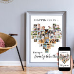 Happiness is Family like This Heart Shaped Collage Poster<br><div class="desc">Create your own personalized poster with 36 of your favourite photos and your family name(s). The photo template is set up to create a photo collage in the shape of a love heart, displaying your pictures in a mix of portrait, landscape and square instragram formats. The design has a white...</div>