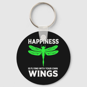 Happiness Is Flying With Dragonfly Keychain