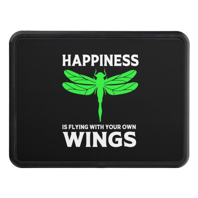 Happiness Is Flying With Dragonfly Trailer Hitch Cover (Front)