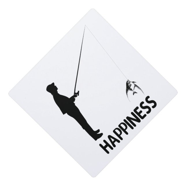 Happiness Is Going Fishing Graduation Cap Topper (Front)