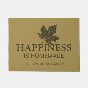 Happiness is Homemade. Brown Personalized Doormat