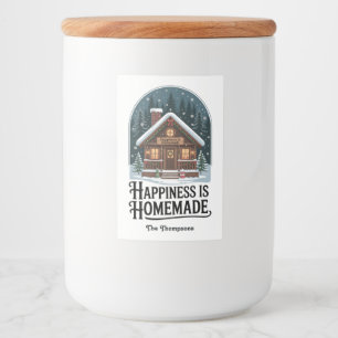 Happiness is Homemade Cabin Design Christmas Food Label