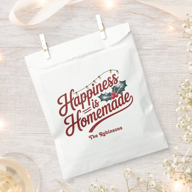 Happiness is Homemade Christmas Holiday Favour Bag (Clipped)