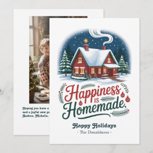 Happiness Is Homemade Cozy Cabin Christmas Holiday Card