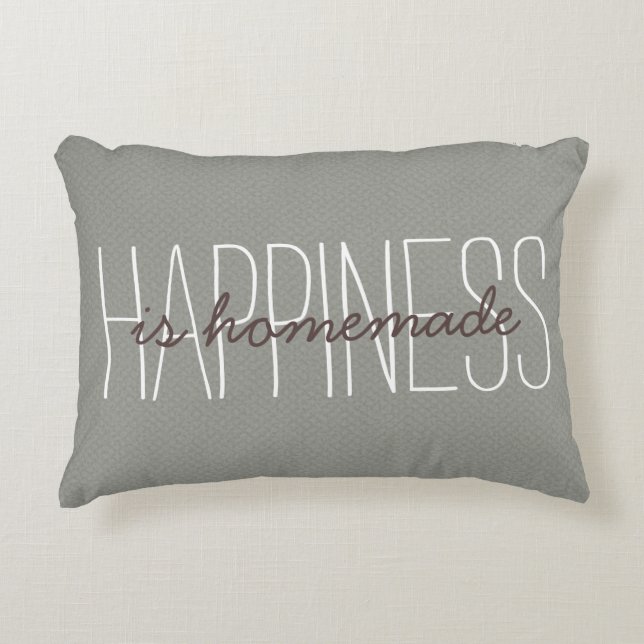 Happiness Is Homemade Quote Evergreen Decorative Accent Pillow (Front)