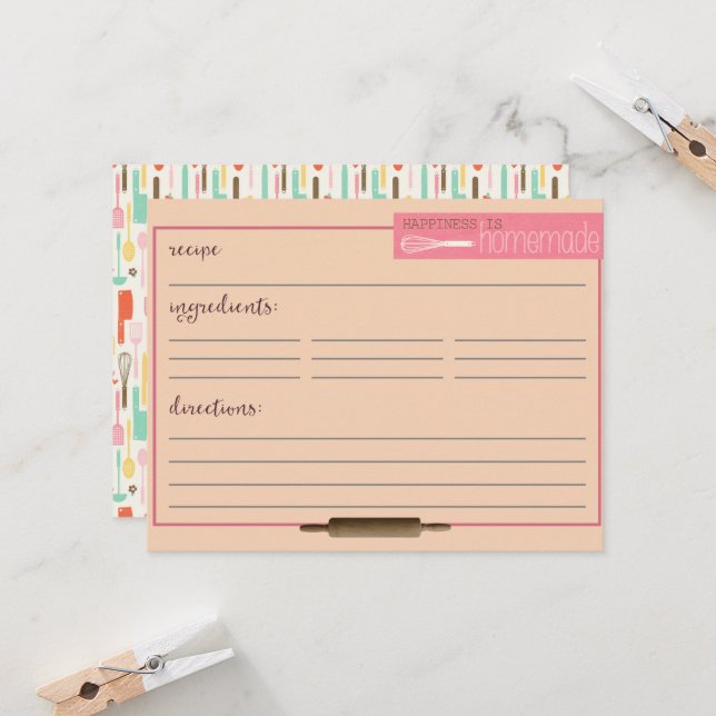 Happiness Is Homemade Recipe Cards-Cream (Front/Back In Situ)