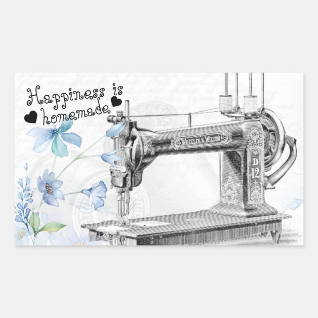 Happiness is Homemade Sewing Theme Sticker (Front)
