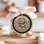 Happiness Is Homemade Vintage Kraft Paper Favour Tags<br><div class="desc">Happiness Is Homemade Vintage Kraft Paper Favour Tags. This custom design features a round scallop frame with the typography quote "Happiness is Homemade". Personalize this custom design with your own name. Perfect for homemade food,  gifts,  or beauty products.</div>