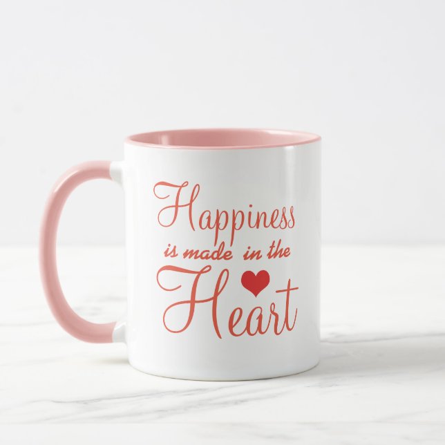 Happiness is Made in the Heart Quote Mug (Left)