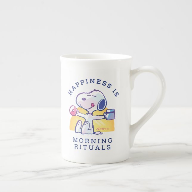 Happiness is Morning Rituals Bone China Mug (Right)