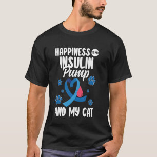 Happiness Is My Insulin Pump Diabetes Diabetic Cat T-Shirt