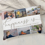 Happiness is | Nana 6 Photo Collage Accent Pillow<br><div class="desc">Photo collage with 6 of your favourite photos and your personalized text. "happiness is" is hand lettered in cute, elegant calligraphy with a love heart, and the template is set up for you to finish the quote. The sample wording reads "happiness is having you as my nana ♥ love [name]...</div>