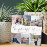 Happiness is | Nana 6 Photo Collage Easel Plaque<br><div class="desc">Photo collage with 6 of your favourite photos and your personalized text. "happiness is" is hand lettered in cute, elegant calligraphy with a love heart, and the template is set up for you to finish the quote. The sample wording reads "happiness is having you as my nana ♥ love [name]...</div>