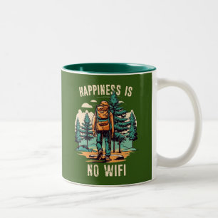 Happiness Is No Wifi Backpacking Two-Tone Coffee Mug