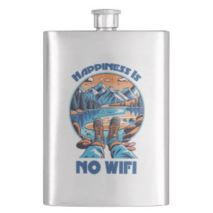 Happiness Is No Wifi Hiking Boots Hip Flask
