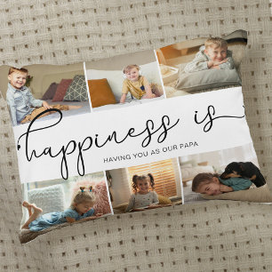 Happiness is   Papa 6 Photo Collage Accent Pillow