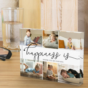 Happiness is   Papa 6 Photo Collage Block