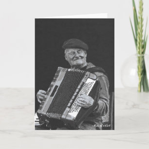 Happiness Is, Paris Musician Black & White Art Card
