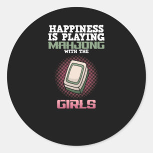 Happiness Is Playing Mahjong Game Player Games Classic Round Sticker