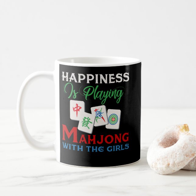 Happiness Is Playing Mahjong With The Girls Coffee Mug (With Donut)